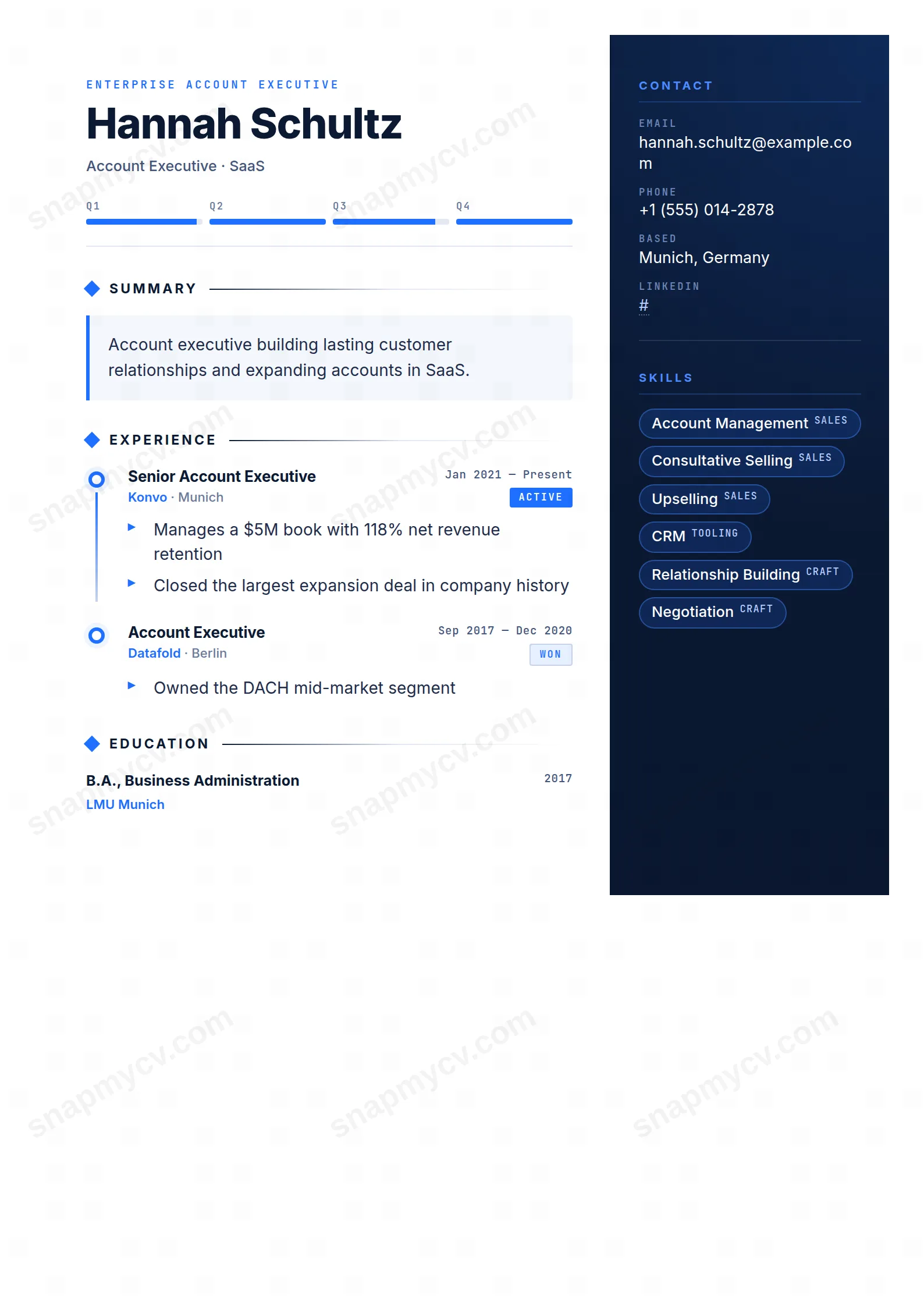 Account Executive CV template preview