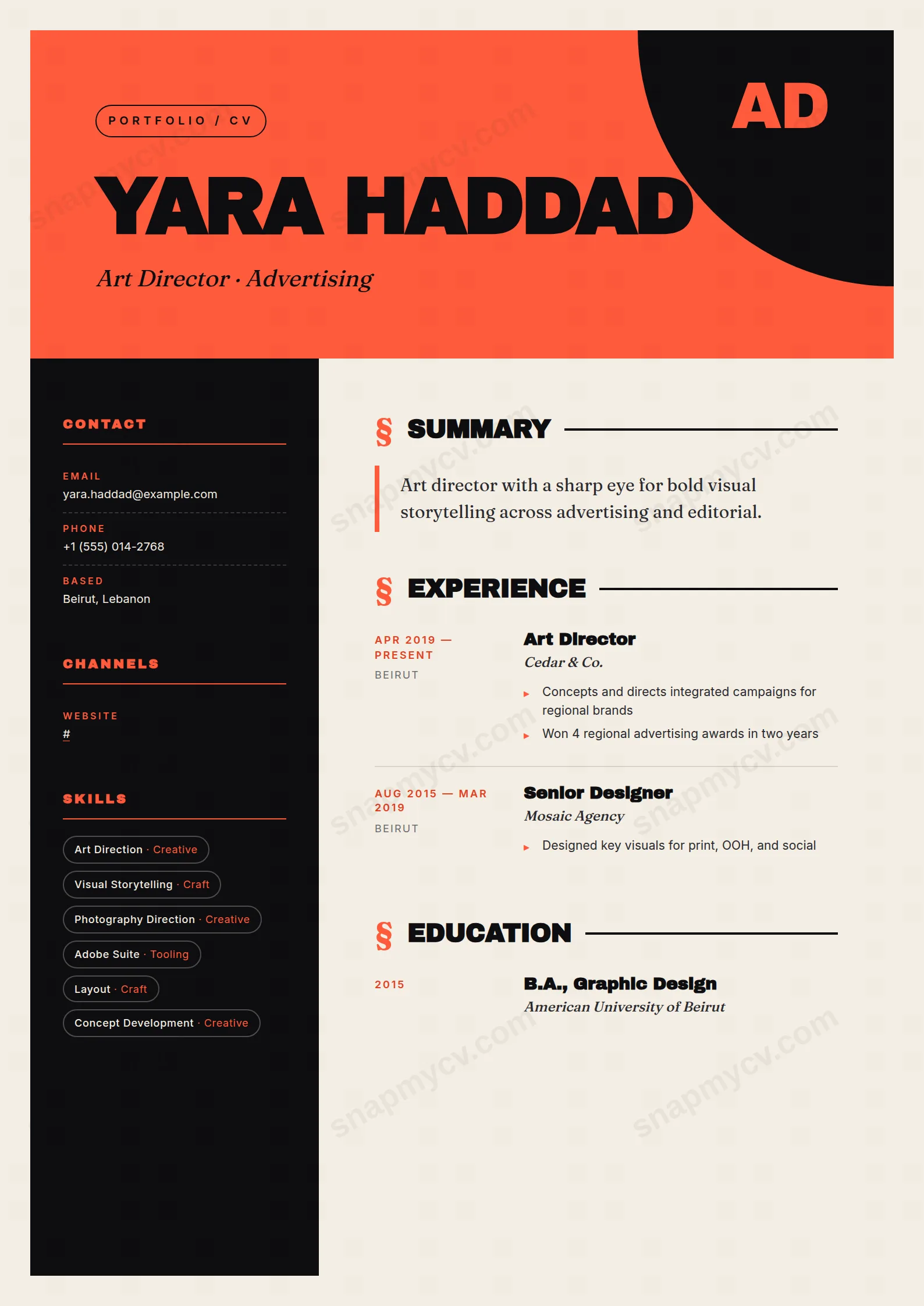 Art Director CV template preview