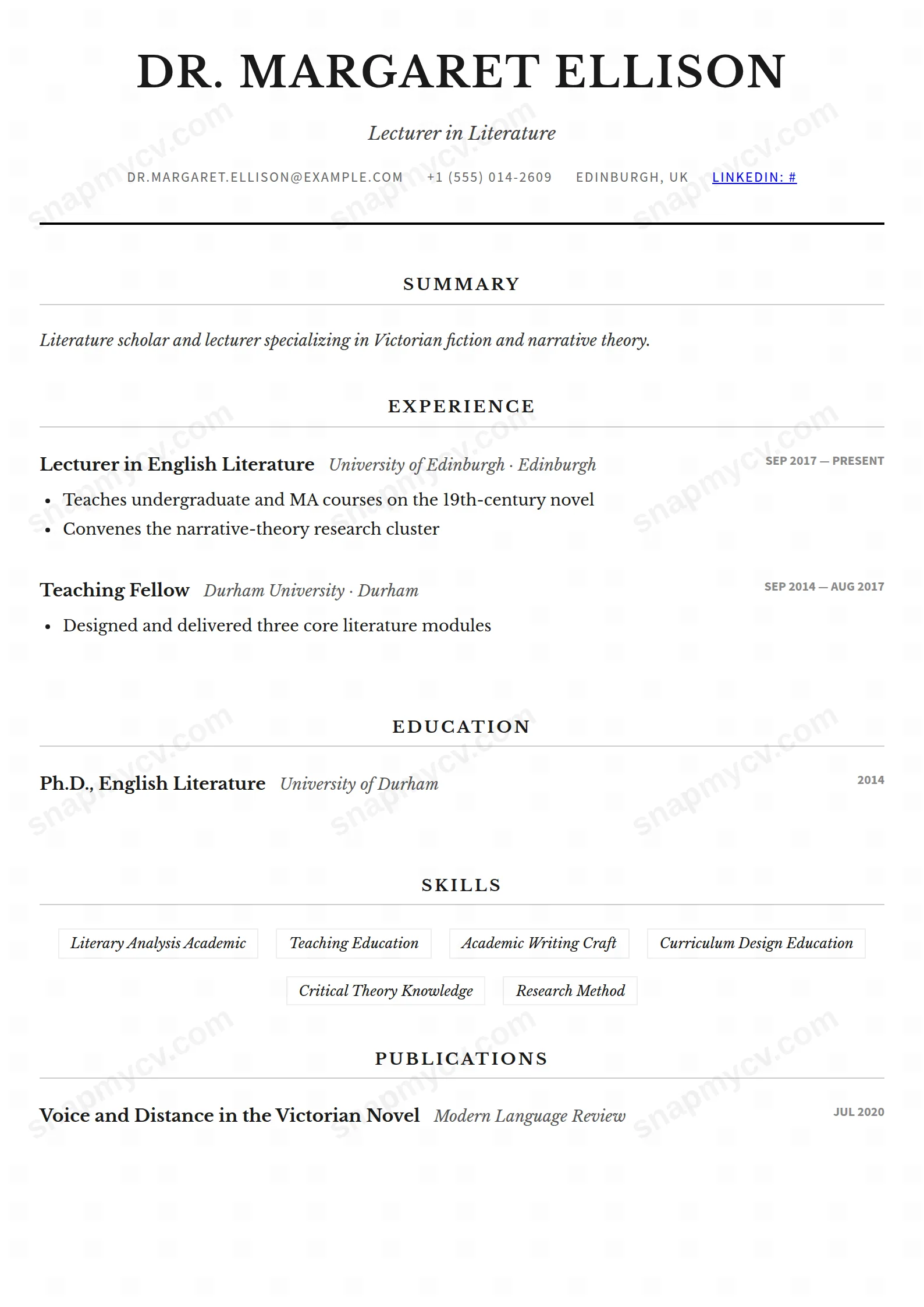 Classic Serif CV template preview