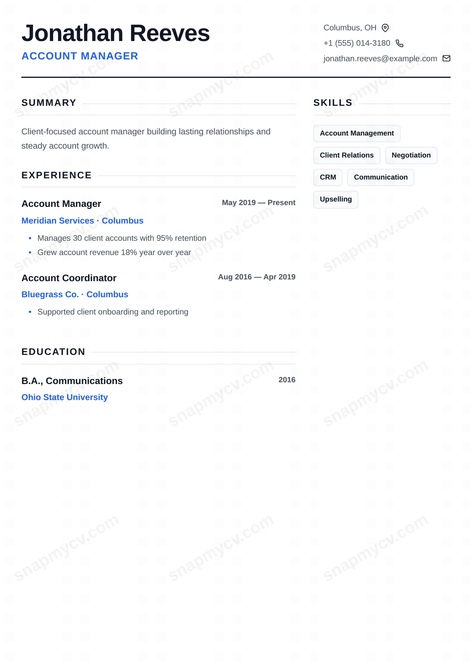 Classic CV template preview
