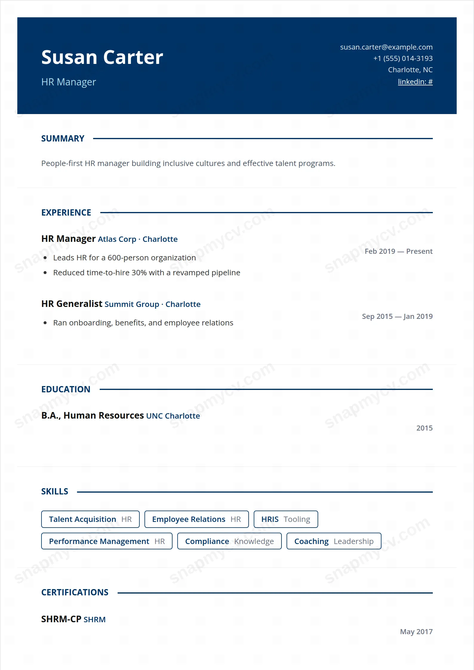 Corporate Blue CV template preview