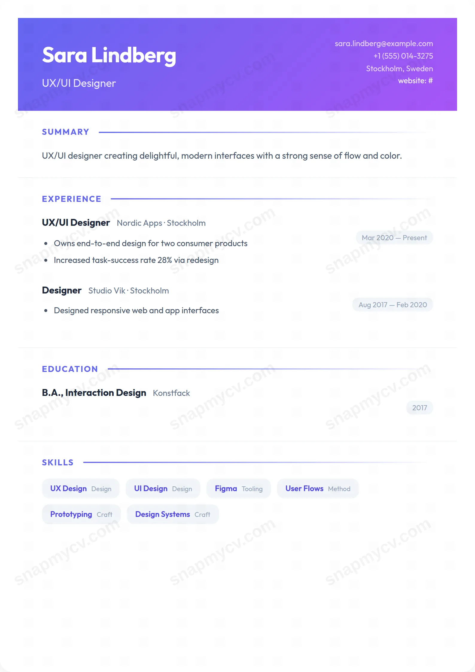 Gradient Flow CV template preview