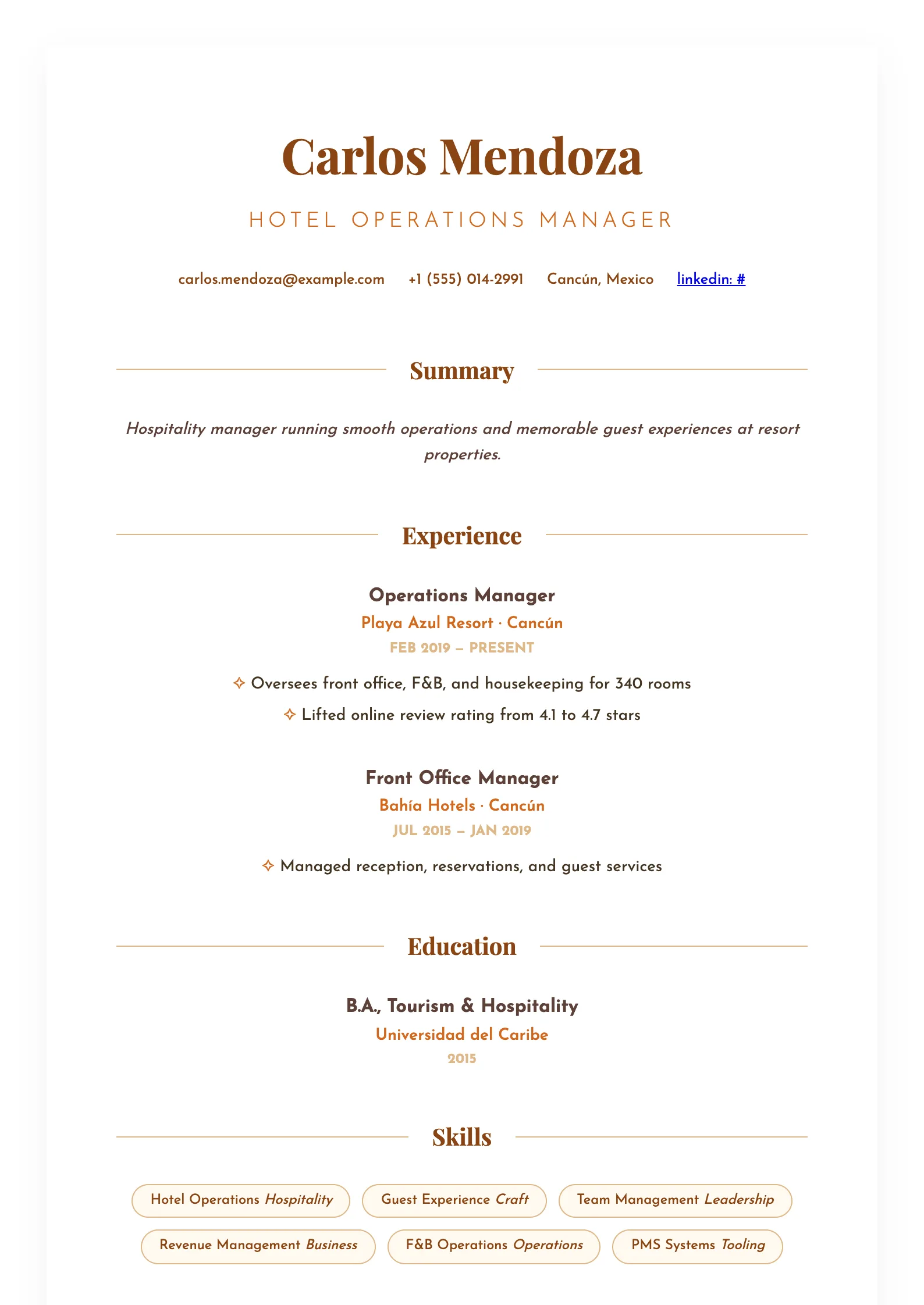 Hospitality & Service CV template preview