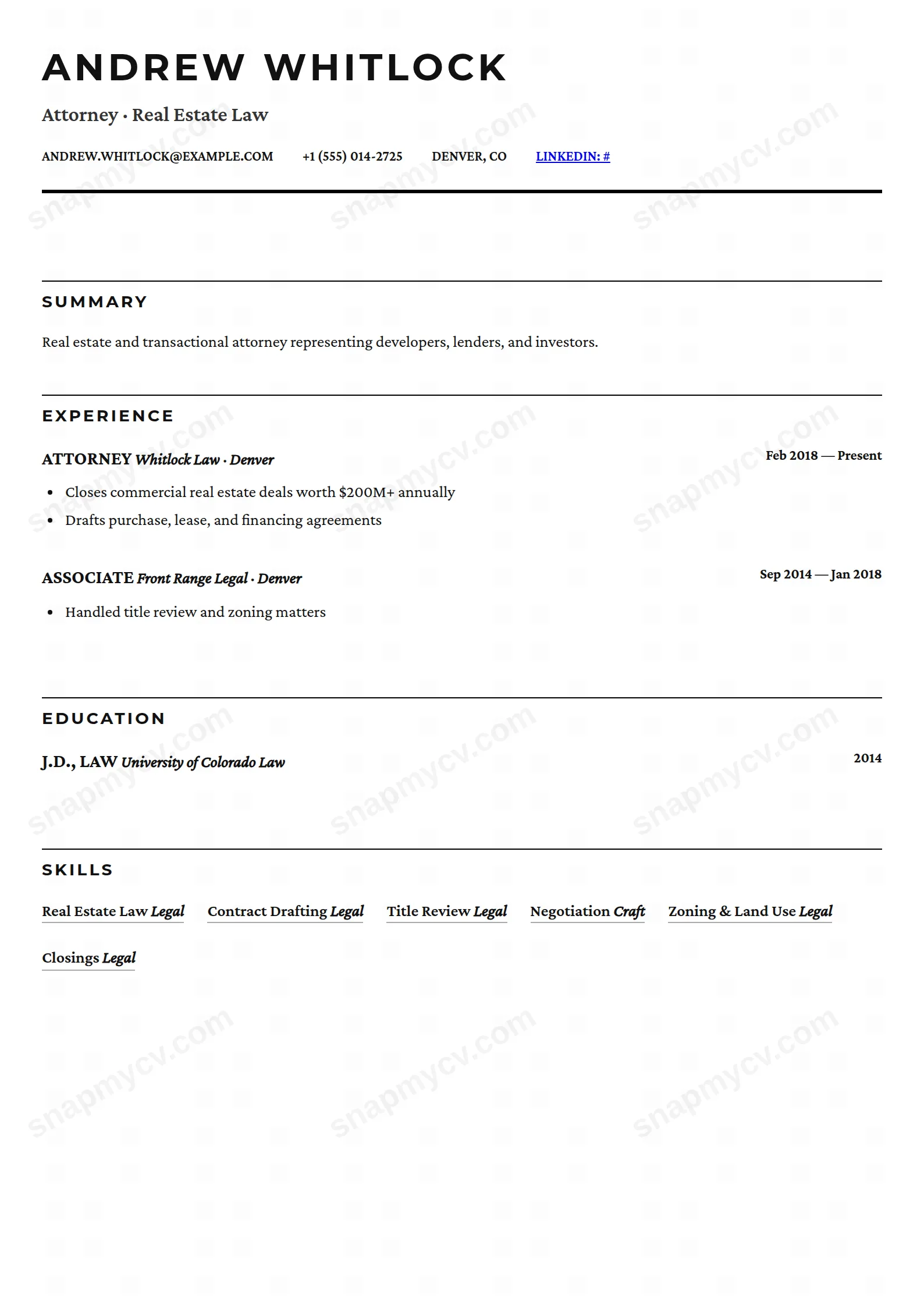Legal CV template