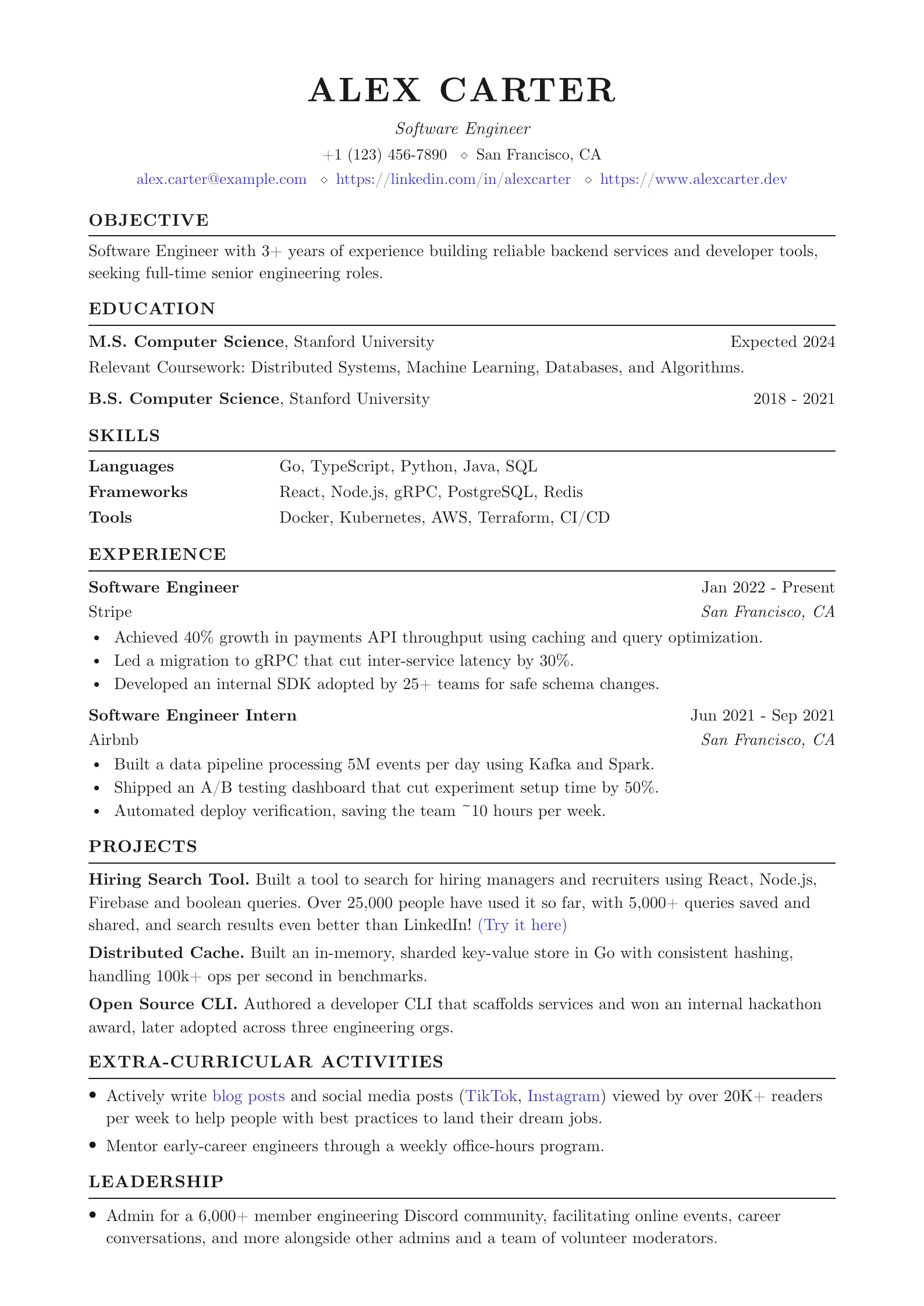 Typeset CV template preview